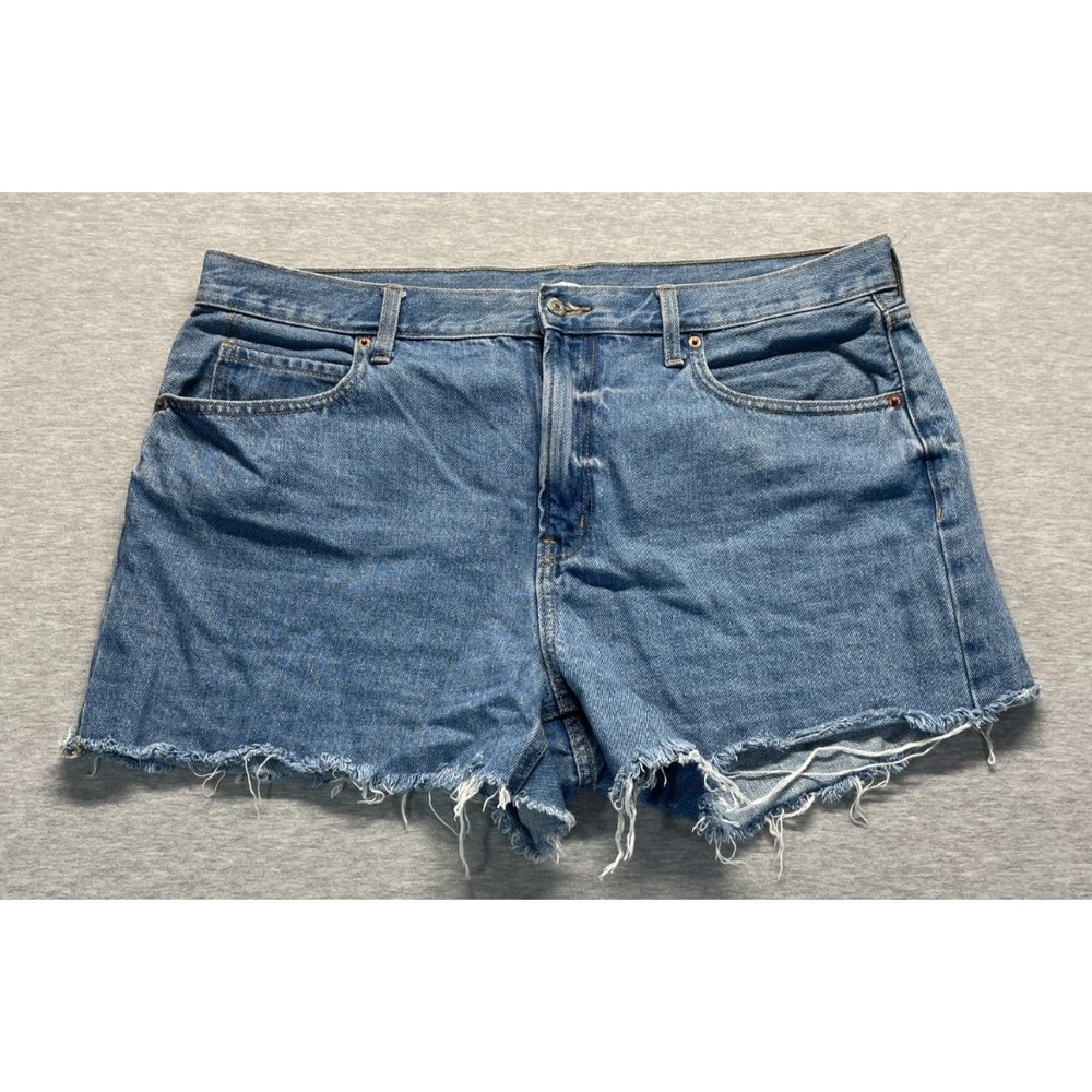Old Navy High Waisted Cut Off Shorts Womens 16 Blue Denim Cotton Frayed Hem